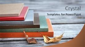  Presentation with books - PPT theme having pile-of-colorful-books background and a light blue colored foreground