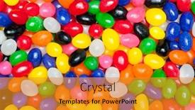  Presentation with candy - Cool new PPT theme with pile-of-colorful-candy-easter backdrop and a gold colored foreground