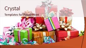  Presentation with white christmas - Slides consisting of pile of colorful christmas presents background and a sky blue colored foreground