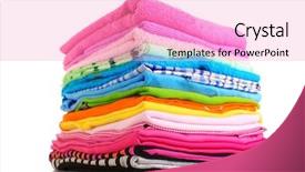 Presentation with clothes - Audience pleasing presentation theme consisting of pile of colorful clothes backdrop and a coral colored foreground