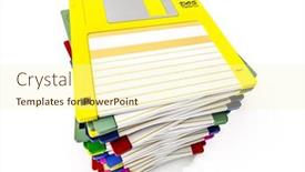  Presentation with pile - Presentation with pile-of-colorful-floppy-disks background and a cream colored foreground