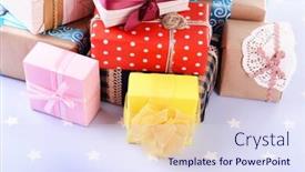  Presentation with blue stars - Slides having colorful gifts on blue background background and a sky blue colored foreground