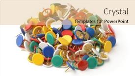  Presentation with pile - Slide set featuring pile-of-colorful-metal-thumb background and a coral colored foreground