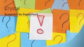  Presentation with question marks - Slide set enhanced with pile-of-colorful-paper-notes background and a gold colored foreground