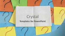  Presentation with question marks - Beautiful slide set featuring pile-of-colorful-paper-notes backdrop and a soft green colored foreground