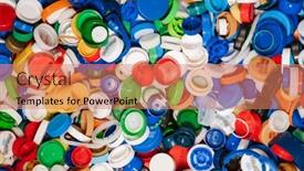  Presentation with plastic bottle - Theme with pile-of-colorful-plastic-bottle background and a coral colored foreground