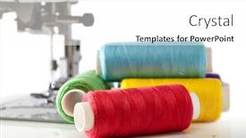  Presentation with coloured - Slide set featuring pile-of-coloured-bobbins background and a white colored foreground