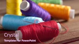 Presentation with coloured - PPT theme consisting of pile-of-coloured-bobbins background and a tawny brown colored foreground