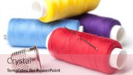  Presentation with coloured - Cool new presentation with pile-of-coloured-bobbins backdrop and a coral colored foreground