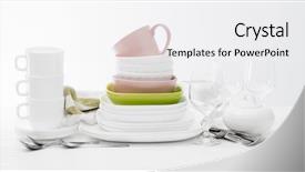  Presentation with filipino dishes - Cool new slide deck with pile of colourful square dishes backdrop and a white colored foreground