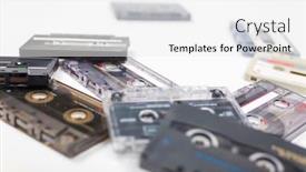  Presentation with cassette - Slides enhanced with pile-of-compact-audio-cassette background and a white colored foreground