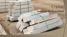  Presentation with concrete construction - Presentation theme with pile-of-concrete-paving-slabs background and a coral colored foreground