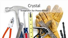  Presentation with construction tools - PPT layouts with pile of construction tools focus background and a white colored foreground