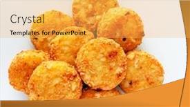  Presentation with cooked brown crab or edible - Slide deck featuring pile-of-cooked-potato-hash background and a yellow colored foreground