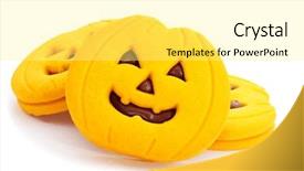  Presentation with lanterns - Cool new presentation theme with pile of cookies in the shape of jack-o-lanterns on a white background backdrop and a blonde colored foreground