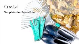  Presentation with dead leaves - Beautiful presentation featuring pile of dead fall leaves backdrop and a white colored foreground