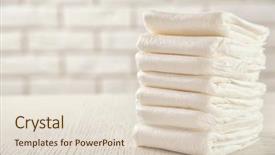  Presentation with baby diapers - Beautiful PPT theme featuring pile of diapers backdrop and a lemonade colored foreground