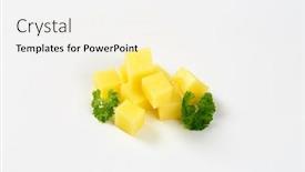  Presentation with potato - Beautiful slide deck featuring pile-of-diced-raw-potato backdrop and a white colored foreground