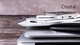  Presentation with electronics - Colorful theme enhanced with pile of different modern electronics backdrop and a light gray colored foreground