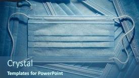  Presentation with personal protective equipment - Presentation theme with pile-of-disposable-personal-protective background and a ocean colored foreground