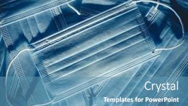  Presentation with personal protective equipment - Audience pleasing presentation theme consisting of pile-of-disposable-personal-protective backdrop and a teal colored foreground