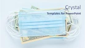  Presentation with personal protective equipment - PPT theme having pile-of-disposable-personal-protective background and a sky blue colored foreground