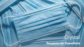  Presentation with medical ppe - Slide set enhanced with pile-of-disposable-personal-protective background and a teal colored foreground