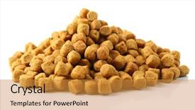  Presentation with dog food - PPT theme enhanced with pile of dog food isolated on white background and a gold colored foreground