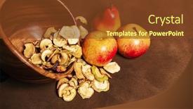  Presentation with fall season - PPT theme with pile-of-dried-apples-together background and a tawny brown colored foreground