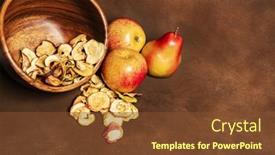  Presentation with fall season - Colorful presentation enhanced with pile-of-dried-apples-together backdrop and a tawny brown colored foreground