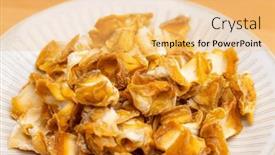  Presentation with meat - Presentation theme having pile-of-dried-conch-meat background and a  colored foreground