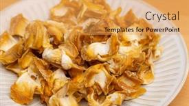  Presentation with meat - Presentation theme consisting of pile-of-dried-conch-meat background and a  colored foreground