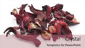  Presentation with hibiscus - PPT theme featuring pile of dried hibiscus flowers background and a coral colored foreground