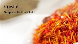  Presentation with saffron - Cool new PPT layouts with pile of dried saffron macro shot narrow focus backdrop and a coral colored foreground