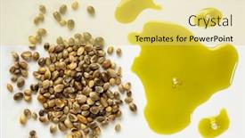  Presentation with hemp oil - Theme featuring pile-of-dry-hemp-seeds background and a yellow colored foreground