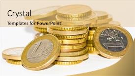  Presentation with euro - Presentation theme having pile of euro coins isolated background and a yellow colored foreground