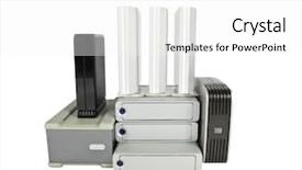  Presentation with hard disk drive - Colorful slide set enhanced with pile of external hard drives backdrop and a  colored foreground