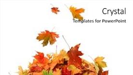  Presentation with fall leaves border - Theme with pile of fall leaves background and a white colored foreground