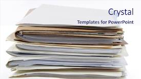  Presentation with plain - Cool new slide deck with pile of files on plain backdrop and a sky blue colored foreground