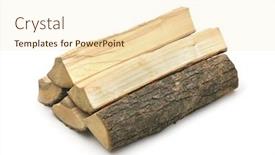  Presentation with pile of stacked firewood prepared - Presentation theme enhanced with pile-of-firewood-isolated background and a lemonade colored foreground