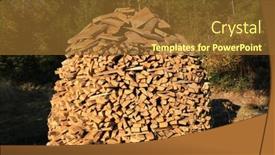  Presentation with meadow - Presentation design enhanced with pile-of-firewood background and a tawny brown colored foreground