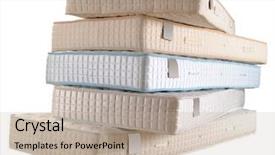  Presentation with mattress - Audience pleasing PPT theme consisting of pile of five new mattresses backdrop and a mint green colored foreground
