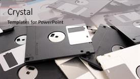  Presentation with pile - Cool new slide set with pile of floppy disk backdrop and a light gray colored foreground