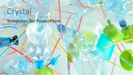  Presentation with pollution waste - Slide deck having pile-of-flying-empty-plastic background and a sky blue colored foreground