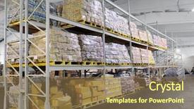  Presentation with warehouse - Colorful slide deck enhanced with pile of food production stacked backdrop and a coral colored foreground