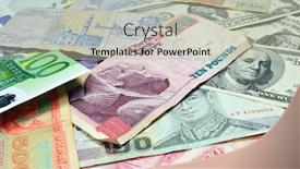  Presentation with foreign currency - Presentation consisting of pile of foreign currency background and a mint green colored foreground