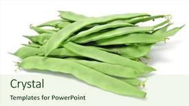  Presentation with french beans - Beautiful slides featuring pile of french beans isolated backdrop and a mint green colored foreground