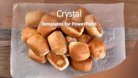  Presentation with parchment paper - Slide deck consisting of pile of fresh baked dinner rolls on a sheet of parchment paper top view in horizontal format background and a coral colored foreground