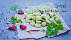  Presentation with broad - Amazing presentation theme having pile-of-fresh-broad-beans backdrop and a light blue colored foreground