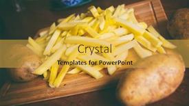  Presentation with cut - PPT theme consisting of pile-of-fries-potatoes-cut background and a yellow colored foreground